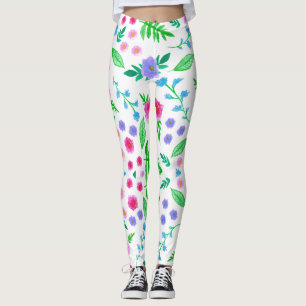 floral design, many roses and green leaves leggings