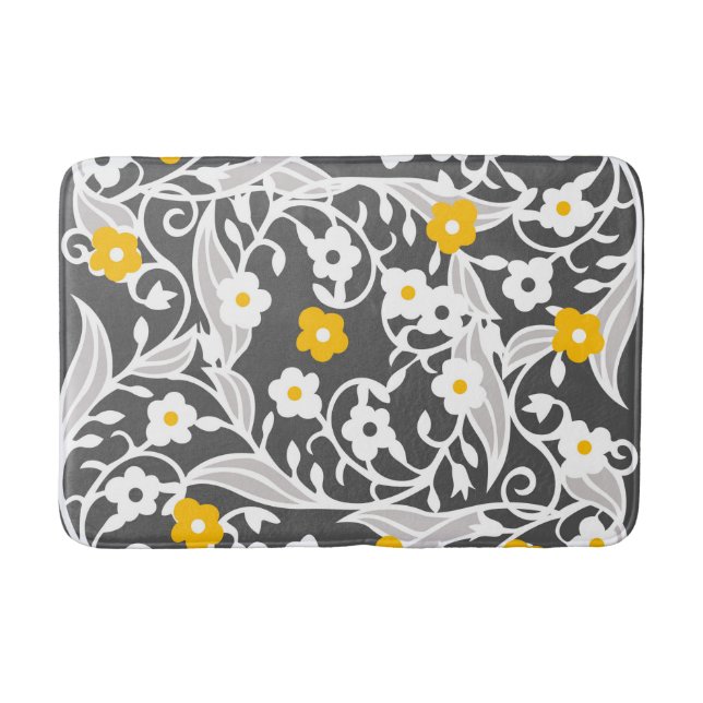 Floral design, modern pattern, vines, flowers bath mat (Front)