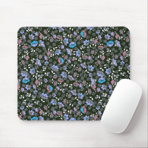Floral Design on Black Mouse Pad