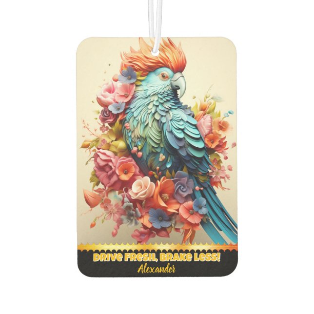 Floral design parrot air freshener, vibrant scent air freshener (Back)