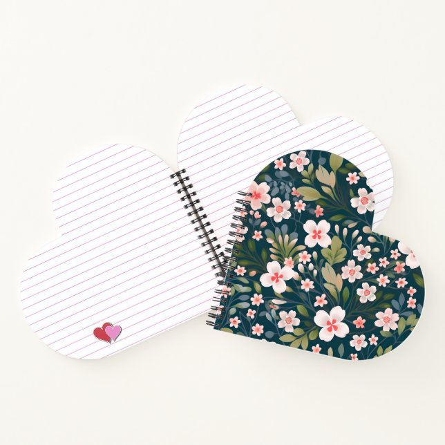 Floral Design Pattern Heart Notebook  (Inside)