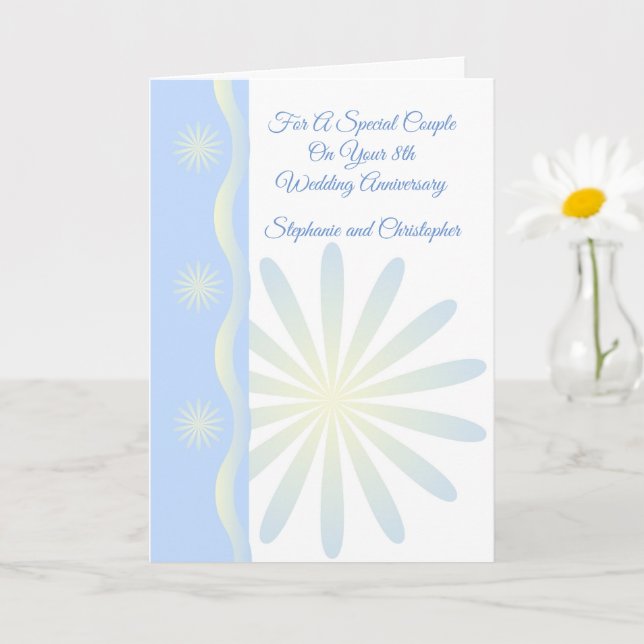 Floral Design Personalised 8th Wedding Anniversary Card (Small Plant)