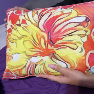 Floral design pink, peach and yellow beautiful    throw pillow