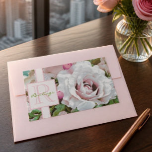 Floral Design   Pink Rose   Monogram Sticker