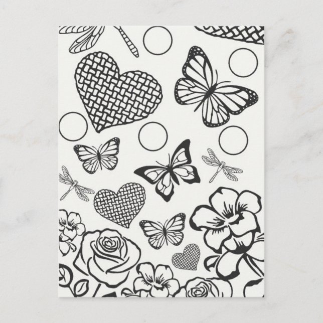 Floral design postcard colour your own (Front)