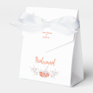 Floral Design with Bridesmaid quote in Coral Favor Box