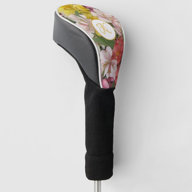 Floral Design with Monogram Golf Head Cover (Angled)
