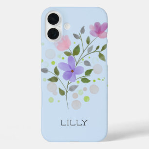 Floral Design with Name Lilly. iPhone 16 Plus Case