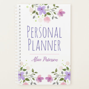 Floral Design with Name of Owner Personal Planner