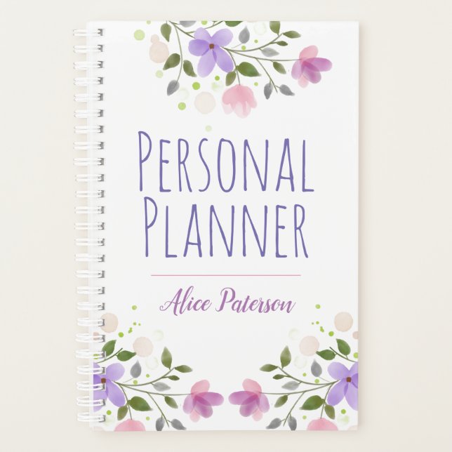 Floral Design with Name of Owner Personal Planner (Front)