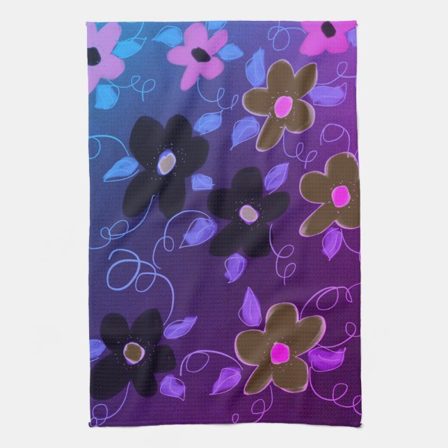 Floral Design With Purple Kitchen Towel (Vertical)