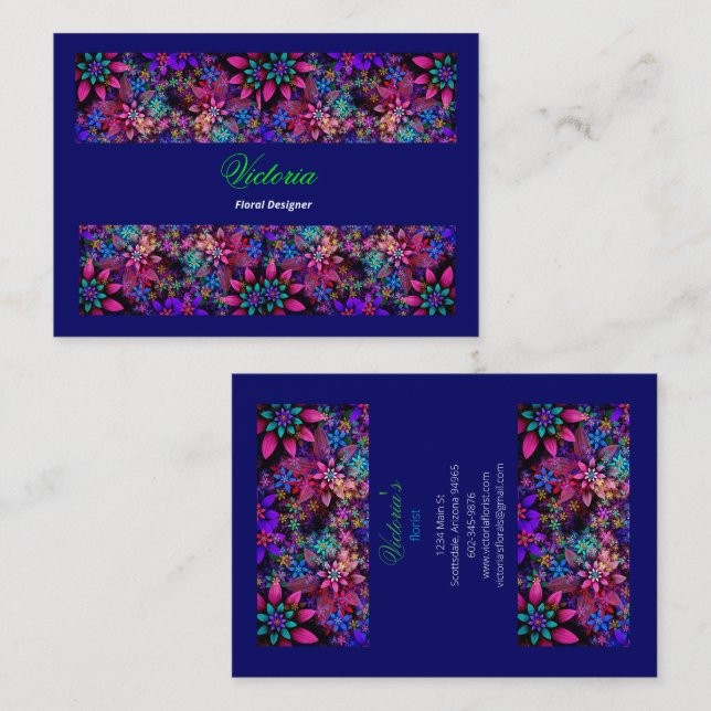 Floral Designer Colourful Flowers Beautiful Business Card (Front/Back)