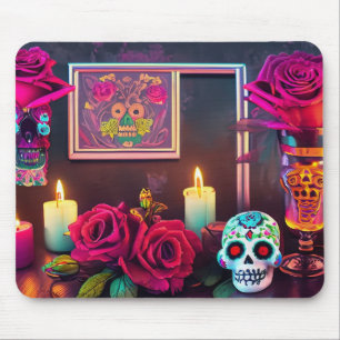 Floral Desk Decor for Dia de los Muertos  Mouse Pad