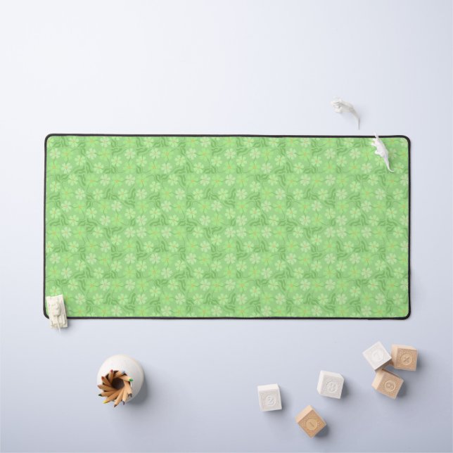 Floral Desk Mat with Green Petals Design (Kids Table)