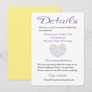 Floral Details Purple Yellow Wedding Heart Flowers Invitation