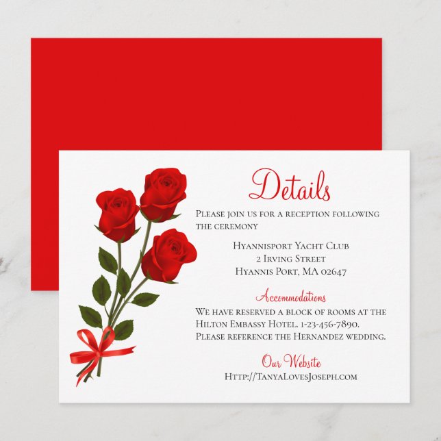 Floral Details Red Rose Flower - Wedding Party Invitation (Front/Back)