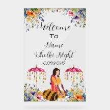 Floral Dholki night acrylic night  Acrylic Sign