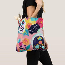 Floral Dia De Los Muertos Tote Bag