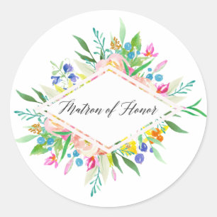 Floral Diamond Matron of Honour Sticker