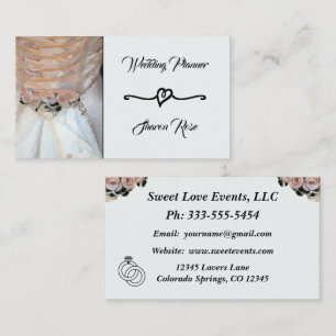 Floral Diamond White Wedding Planner Business Card
