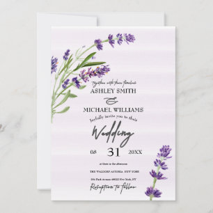 Floral Digital Lavender Romantic  Wedding Invitation