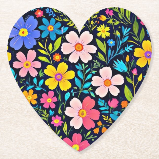 Floral Digital Painting Flowers Pattern-38875 Paper Coaster (Front)