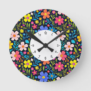 Floral Digital Painting Flowers Pattern-38875 Round Clock