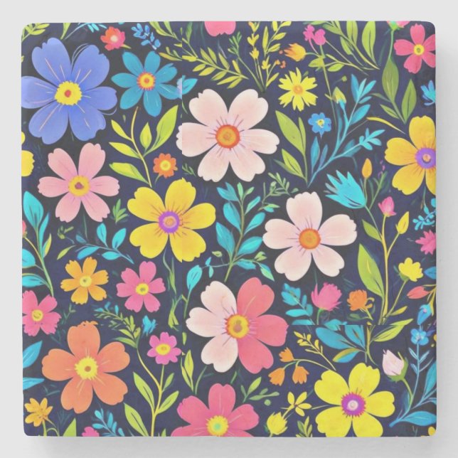 Floral Digital Painting Flowers Pattern-38875 Stone Coaster (Front)