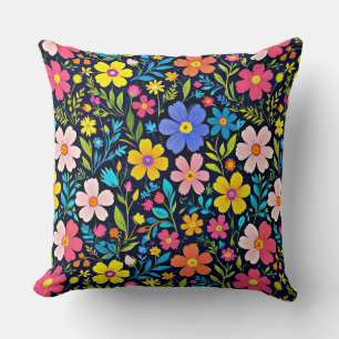 Floral Digital Painting Flowers Pattern Throw Pillow