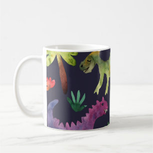 Floral Dinosaurs: Watercolor Fabric Design Coffee Mug