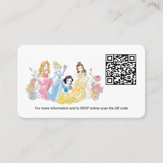 Floral Disney Princess Baby Shower Gift Registry Enclosure Card (Front)
