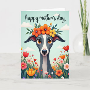 Floral Dog Best Wishes Card