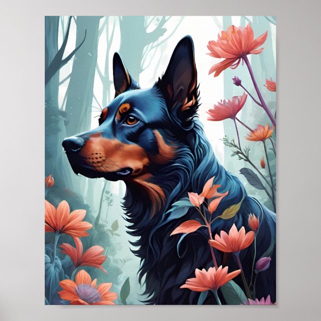  Floral Dog Design Poster (Front)
