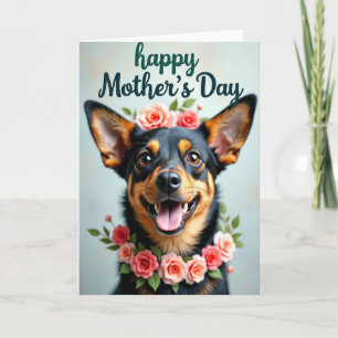 Floral Dog Mothers Day Greeting Card