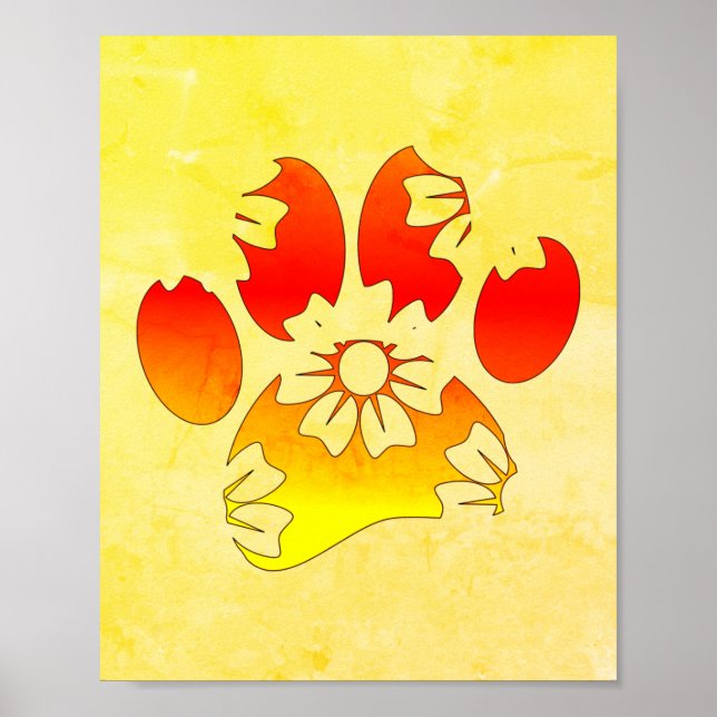 Floral Dog Paw Print (Front)