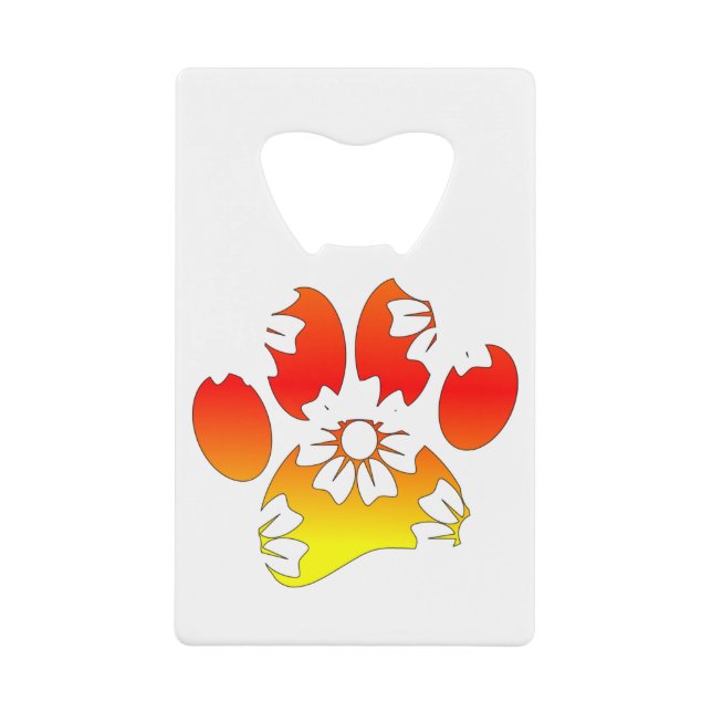 Floral Dog Paw Print Credit Card Bottle Opener (Front)