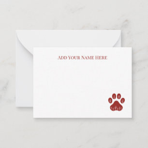 Floral Dog Paw Print Flat Note Cards