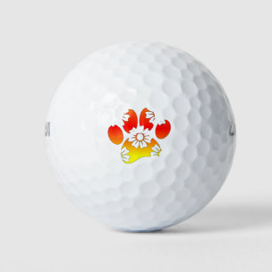 Floral Dog Paw Print Golf Balls