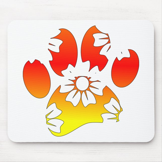 Floral Dog Paw Print Mouse Pad (Front)