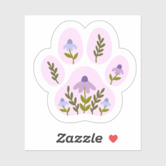 Floral Dog Paw Print Sticker – Cute Botanical Pet 
