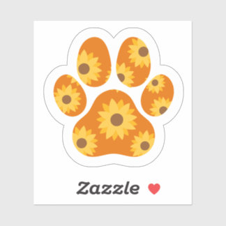 Floral Dog Paws Sticker - Cute Pet & Flower Decal
