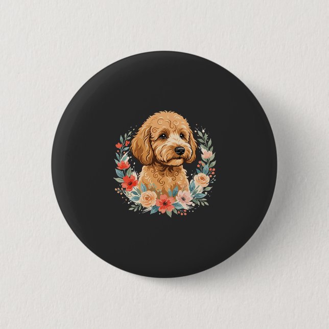 Floral Dog Round Sublimation 2 Inch Round Button (Front)