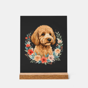 Floral Dog Round Sublimation Acrylic Sign