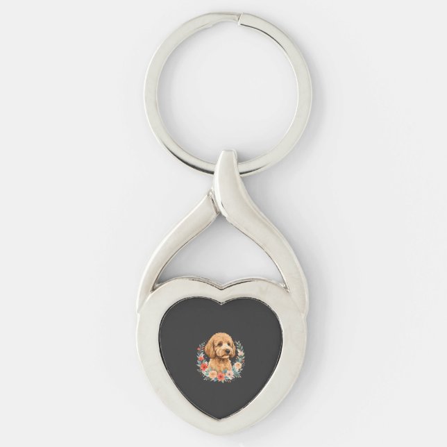 Floral Dog Round Sublimation Keychain (Front)