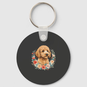 Floral Dog Round Sublimation Keychain