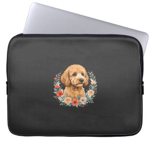 Floral Dog Round Sublimation Laptop Sleeve