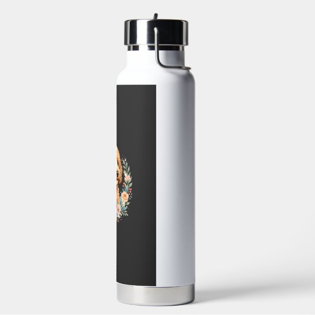 Floral Dog Round Sublimation Water Bottle (Left)