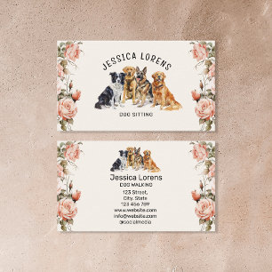 Floral Dog Sitter, Pet Groomer, Veterinarian Business Card
