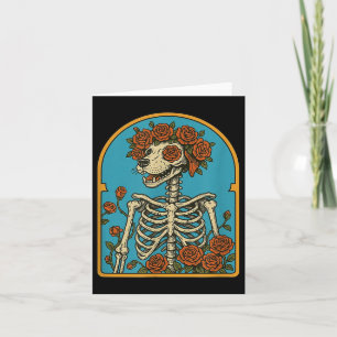 Floral Dog Skeleton,grateful Skeleton Funny Hallow Card