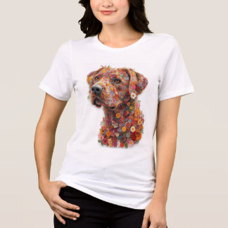 Floral Dog T-Shirt | Elegant Flower Puppy Design Tri-Blend Shirt